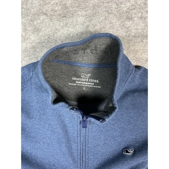 Vineyard Vines Performance Quarter Zip Pullover Blue Whale Logo Men's L - Picture 4 of 5